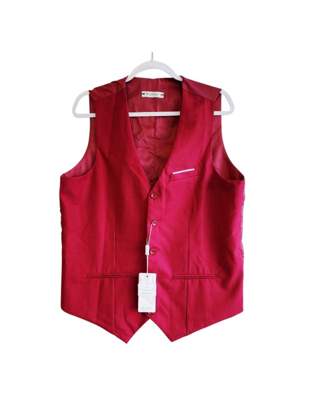 Mens Red Formal Vest By Wehilion With Tags - Size M 3-Button Closure Pockets